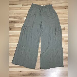 Maurices Sage Green High Rise Tiered Wide Leg Pants Size XL